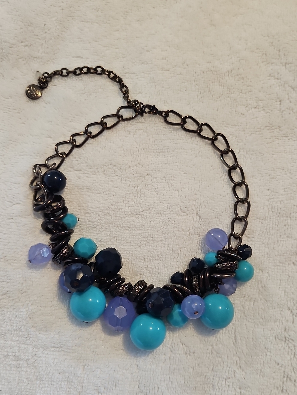 Dana Buchman Statement Beaded Necklace in Turquoise and Lavender #0186